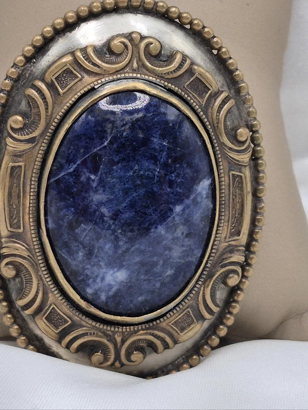 Classic Blue Sodalite Stone Upcycled Buckle Belt.  Statement Buckle